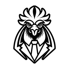 Obraz premium Glyph Style Rooster Bird Symbol