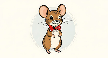 Vintage mouse in classic retro illustration style