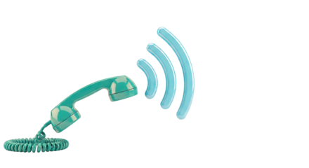 Teal telephone handset with audio waves