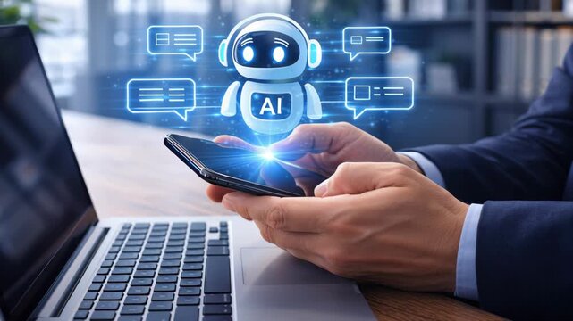 AI power automation technology smart business process management for procurement contract approval and intelligent document handling on mobile devices in office environment