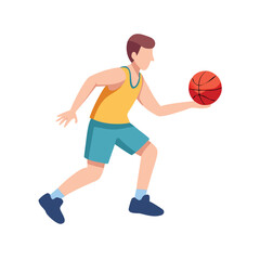Basketball Player Athlete Vector Illustration with Industrial Gear Icons for Sports and Technical Design