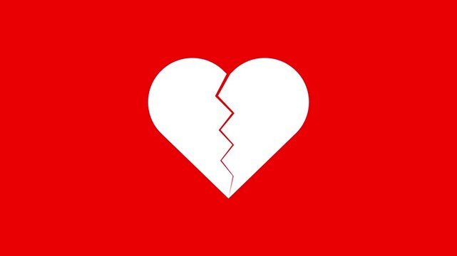 Love heartbroken icon animation. broken heart motion graphics. Concept of unrequited love broken 4k video footage. emotional pain, breakup, lost love icon.