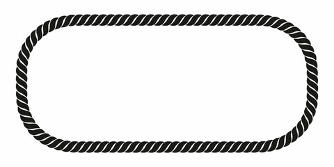 A black twisted rope forming an oval frame on a white background © Rahul