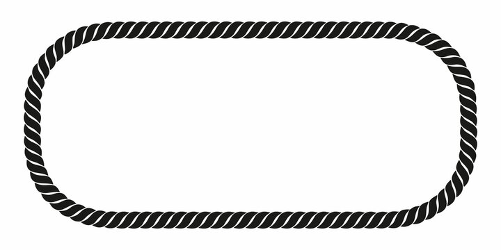 A black twisted rope forming an oval frame on a white background