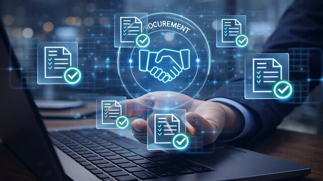 AI power smart technology procurement process management automation with contract approval and document handling for efficient business operations and improved control