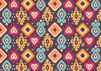 Fototapeta premium Knitting seamless patterns. Geometric knitted yarn pattern design for wrapping, fabric pattern. Colorful textile and silk pattern for background, wallpaper. Asia knitted fabric pattern for decoration.