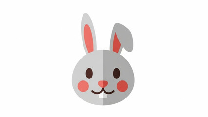 Cute Cartoon Bunny Face with Blush Cheeks Isolated on White