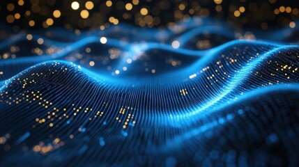 abstract blue and gold data wave background