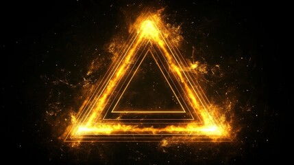 fiery golden triangle abstract background