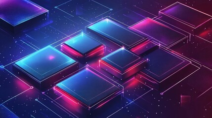 abstract neon cubes digital art background