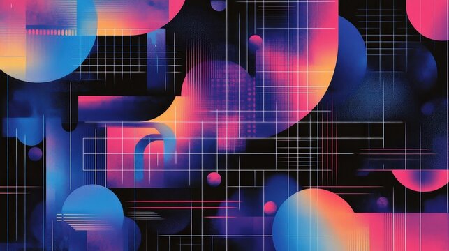 abstract geometric art vibrant gradient shapes modern design
