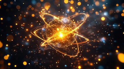 glowing atom energy particle physics abstract background