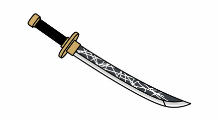 Katana Sword with Decorative Blade and Handle.