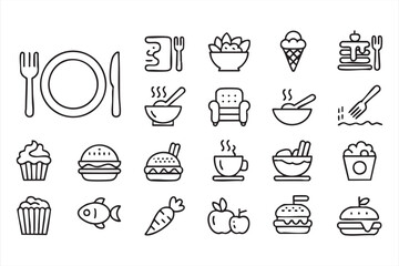 Food And Restaurant Icons For Menu And Dining UI Design