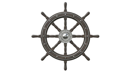 Obraz premium Wooden Ship's Wheel with Silver Accents