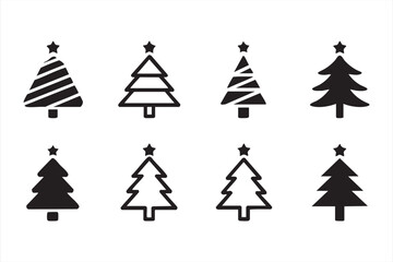 Fototapeta premium Holiday Christmas Tree Icon Set For Winter Marketing Design