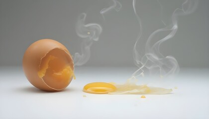 Isolated fresh hen egg and yolk on a white background