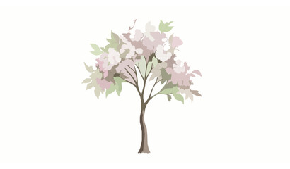 Obraz premium Watercolor blooming ornamental tree side view vector for landscape and architectural drawings