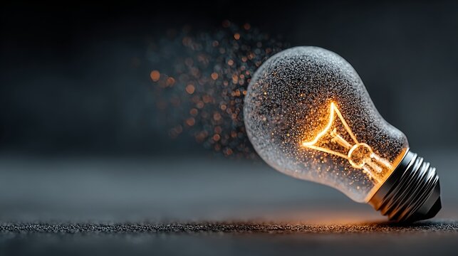Ignite your imagination with a glowing light bulb, symbolizing brilliant ideas, innovation, and the spark of creativity in a modern, abstract setting.