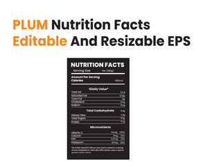 Plum Nutrition Facts  vector design black background