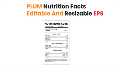Nutrition facts templates for plum products 