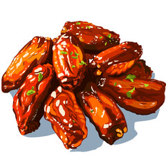 Korean Spicy Chicken wings Illustration
