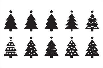 Obraz premium Christmas Tree Icons for UI Design, Minimal Holiday Silhouette Graphics