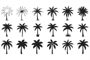 Fototapeta premium Minimal Palm Tree Silhouettes for Resort Logos, Summer Graphics