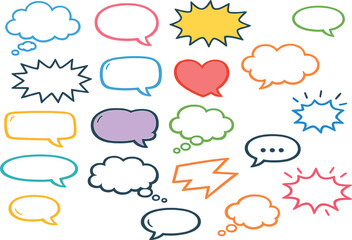 Fototapeta premium Hand Drawn Speech Bubble Shape Set