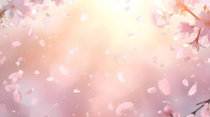 桜の花びらが舞う春のフレーム背景 Spring Frame Background with Falling Cherry Blossom Petals （Generative AI）