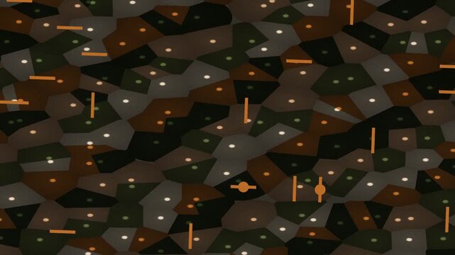 Dark Abstract Hexagonal Particles Falling Over Subtle City Lights.