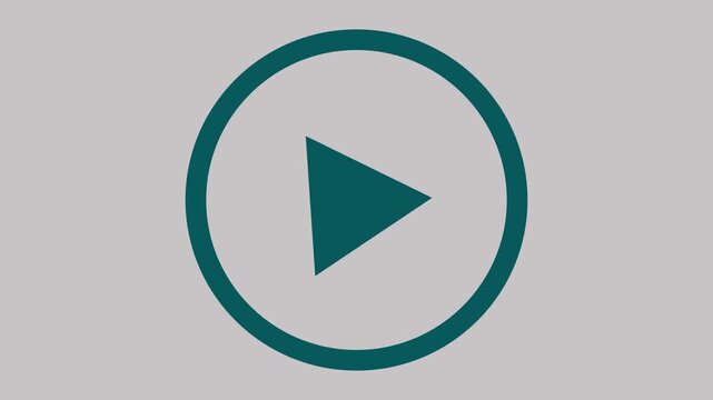 Teal play button symbol on grey background simple for media playback start action and interface navigation