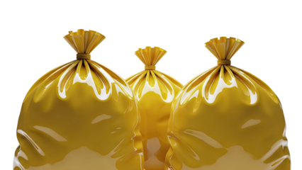 Three Yellow Trash Bags