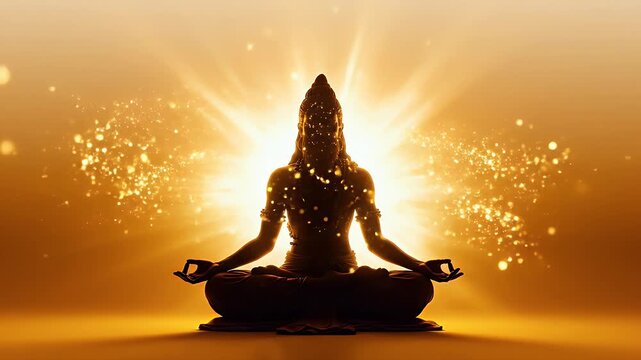 Shankaracharya Jayanti Spiritual Sage Silhouette on Saffron Ivory Gradient