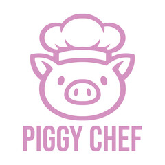 piggy chef flat minimalist logo design