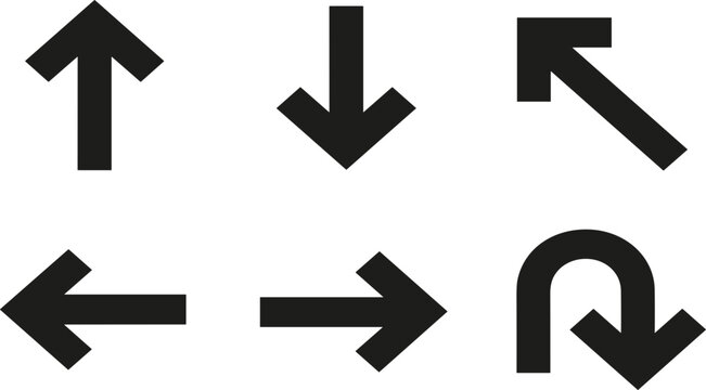 Black arrow vector icon set, direction navigation symbols for web design, apps and interface development