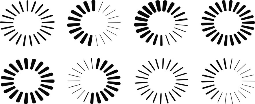 Loading progress bar icon set for web buffering, website interface, digital upload, software update and wait