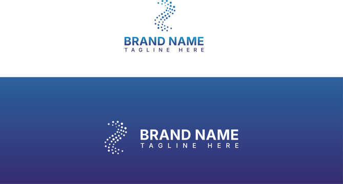 Abstract digital wave logo modern technology branding element with brand name and tagline placeholder clean vector design for corporate identity