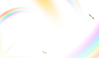 Abstract rainbow light flares and soft prismatic lens reflections over transparent background create magical ethereal atmospheric overlays