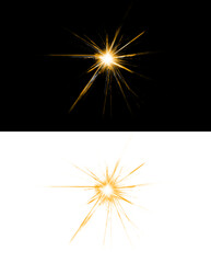 Fototapeta premium Abstract bright light with long rays and a glowing center, isolated on a black background and transparent background