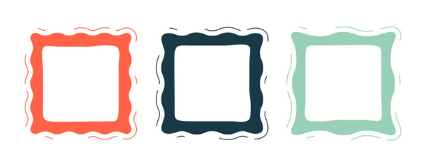 decorative empty wavy border frame in set of three