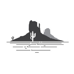 silhouette of arizona landscape, vector art.