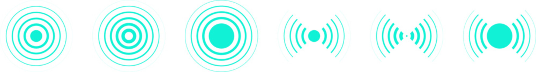 Radar icon set. Sonar sound wave collection. Radar and sonar signal icon. Vector illustration on transparent background