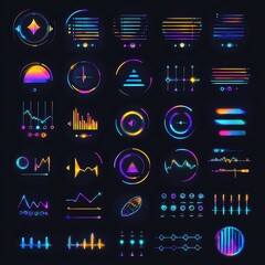 Futuristic digital interface elements collection