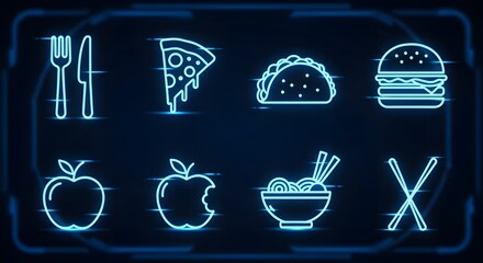 neon sign with neon foods signs