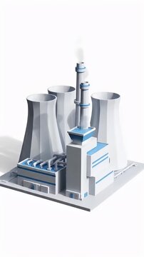 Miniature model of a nuclear power plant with cooling towers