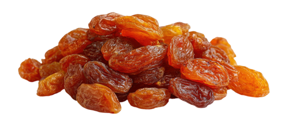 Pile of Dried Raisins with Rich Amber and Brown Tones, Studio Lighting Isolated on Transparent Background