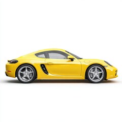 Fototapeta premium Yellow Sports Car Coupe With Silver Wheels Isolated On White Background Studio Shot
