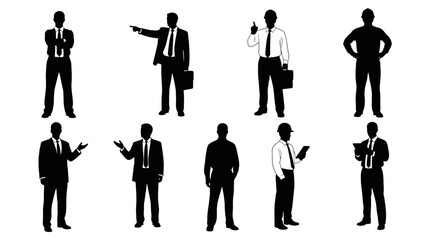 Silhouettes of Businessmen in Various Poses.