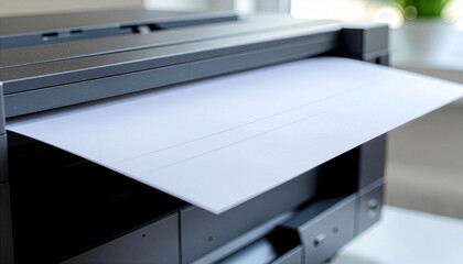 Paper Exiting Modern Office Printer